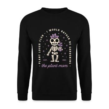 Pflanzenmama, Goth-Gärtnerin, lustige Gartenarbeit, Gothic, - Unisex Pullover - Schwarz - Vorne - Alina (178cm) & Michal (187cm)