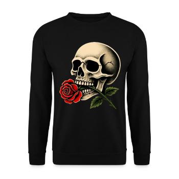 Skull Rose Motif for Women and Gothic Fans - Unisex Sweatshirt - black - Front - Alina (178cm) & Michal (187cm)
