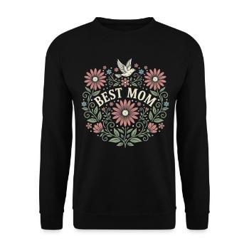 Best Mom Flowers Gift for Mom and Mom - Unisex Sweatshirt - black - Front - Alina (178cm) & Michal (187cm)