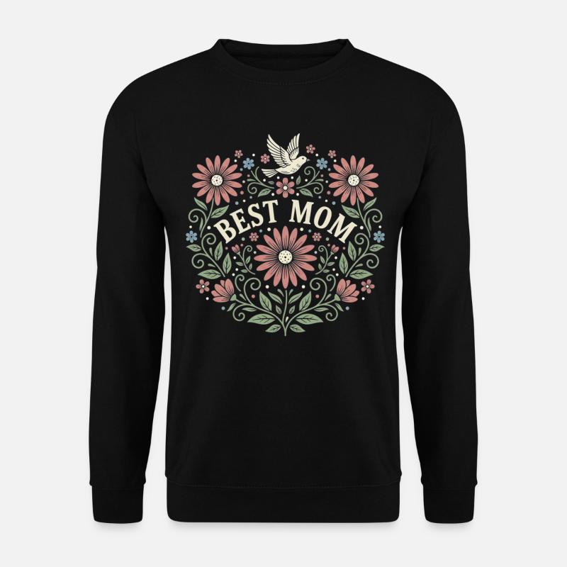 Best Mom Blumen Geschenk für Mama und Mutter - Unisex Pullover - Schwarz