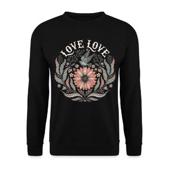 Romantisches Blumen Motiv für Damen und Mädchen - Unisex Pullover - Schwarz - Vorne - Alina (178cm) & Michal (187cm)