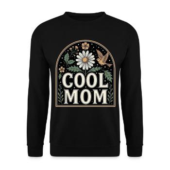 Cool Mom Blumen Vintage Design - Unisex Pullover - Schwarz - Vorne - Alina (178cm) & Michal (187cm)