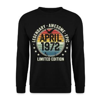 Limited Edition April 1972 - Vintage Design 1972 - Unisex Sweatshirt - black - Front - Alina (178cm) & Michal (187cm)