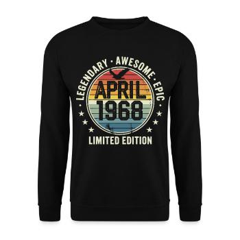 Limitierte Ausgabe April 1968 – Vintage-Design 1968 - Unisex Pullover - Schwarz - Vorne - Alina (178cm) & Michal (187cm)