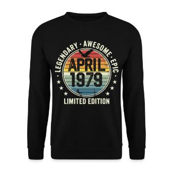 Limited Edition April 1979 - Vintage Design 1979 - Unisex Sweatshirt - black - Front - Alina (178cm) & Michal (187cm)