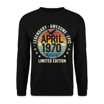 Limited Edition April 1970 - Vintage Design 1970's - Unisex Sweatshirt - black - Front - Alina (178cm) & Michal (187cm)