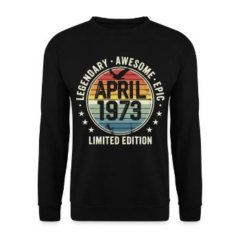 Limited Edition April 1973 - Vintage Design 1973 - Unisex Sweatshirt - black - Front - Alina (178cm) & Michal (187cm)