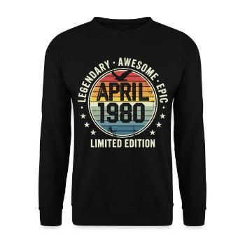 Limited Edition April 1980 - Vintage Design 1980 - Unisex Sweatshirt - black - Front - Alina (178cm) & Michal (187cm)