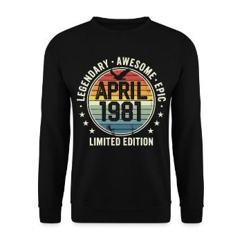 Limited Edition April 1981 - Vintage Design 1981 - Unisex Sweatshirt - black - Front - Alina (178cm) & Michal (187cm)