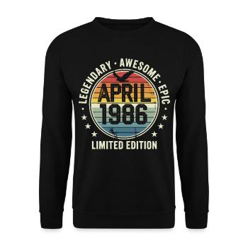 Limited Edition April 1986 - Vintage Design 1986 - Unisex Sweatshirt - black - Front - Alina (178cm) & Michal (187cm)