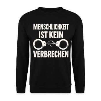 Menschlichkeit ist kein Verbrechen - Unisex Pullover - Schwarz - Vorne - Alina (178cm) & Michal (187cm)