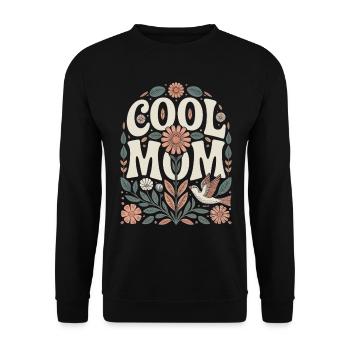 Cool Mom Retro Blumen Motiv Floral - Unisex Pullover - Schwarz - Vorne - Alina (178cm) & Michal (187cm)