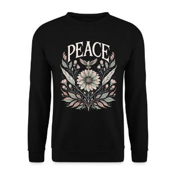 Peace Vintage Blumen Design Pastell - Unisex Pullover - Schwarz - Vorne - Alina (178cm) & Michal (187cm)
