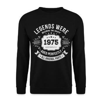 Mai 1975 Geschenk 51. Geburtstag Mai 1975 - Unisex Pullover - Schwarz - Vorne - Alina (178cm) & Michal (187cm)