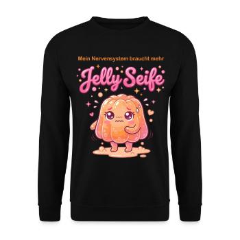 Jelly Seife Nervensystem Humor Design - Unisex Pullover - Schwarz - Vorne - Alina (178cm) & Michal (187cm)
