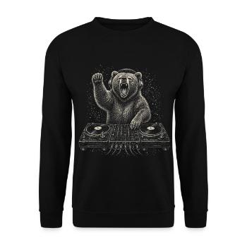 Wild Bear DJ Platine Techno Musique Cadeau - Sweat-shirt Unisexe - noir - Devant - Alina (178cm) & Michal (187cm)