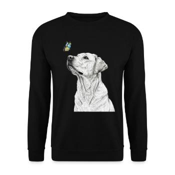 Labrador with butterfly banksy style - Unisex Sweatshirt - black - Front - Alina (178cm) & Michal (187cm)