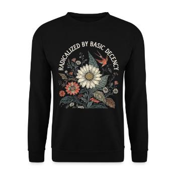 Radicalized By Basic Decency Retro Shirt - Unisex Sweatshirt - black - Front - Alina (178cm) & Michal (187cm)