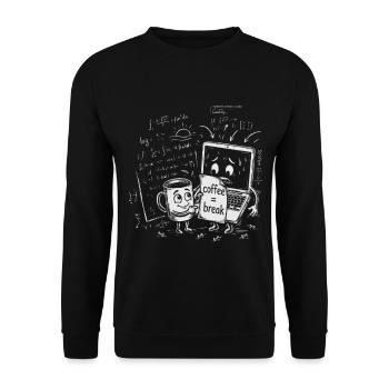 IT-Chaos im Büro: Coffee Break Geschenk - Unisex Pullover - Schwarz - Vorne - Alina (178cm) & Michal (187cm)