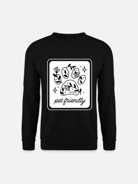 Pet friendly floral paw - Unisex Sweatshirt - black