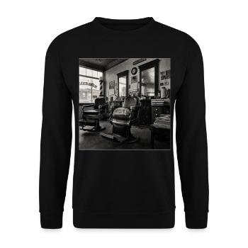Vintage Barbershop Cat Retro Animal Crime - Unisex Sweatshirt - black - Front - Alina (178cm) & Michal (187cm)