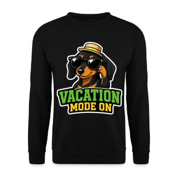 Mode de vacances sur le teckel qui dit T-shirt des vacances - Sweat-shirt Unisexe - noir - Devant - Alina (178cm) & Michal (187cm)