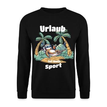 Urlaub ist mein Sport Faultier T-Shirt Sommer - Unisex Pullover - Schwarz - Vorne - Alina (178cm) & Michal (187cm)