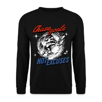 Fußball Shirt – Chase Goals Not Excuses - Unisex Pullover - Schwarz - Vorne - Alina (178cm) & Michal (187cm)