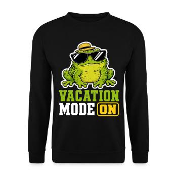 Vacation Mode On Frosch Spruch T-Shirt Lustig - Unisex Pullover - Schwarz - Vorne - Alina (178cm) & Michal (187cm)