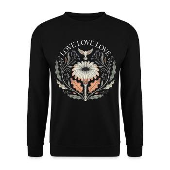 T-shirt rétro Love Love Love Floral Saying - Sweat-shirt Unisexe - noir - Devant - Alina (178cm) & Michal (187cm)