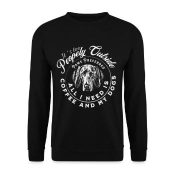 Hundeliebe Kaffee Motiv Badge - Unisex Pullover - Schwarz - Vorne - Alina (178cm) & Michal (187cm)