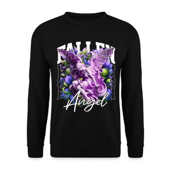 Fallen Angel: Purple Floral Statue - Unisex Sweatshirt - black - Front - Alina (178cm) & Michal (187cm)