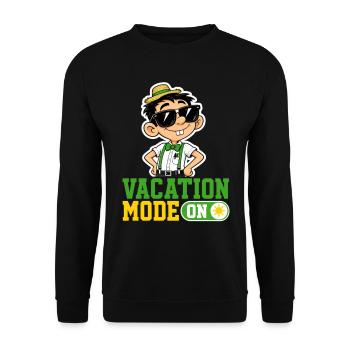 Vacation Mode On Katze Urlaub Spruch Hawaii - Unisex Pullover - Schwarz - Vorne - Alina (178cm) & Michal (187cm)