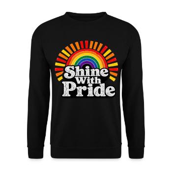 Shine With Pride LGBTQ Statement Retro Motiv - Unisex Pullover - Schwarz - Vorne - Alina (178cm) & Michal (187cm)