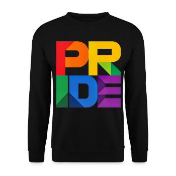 Pride Modern Block Design Regenbogen Schriftzug - Unisex Pullover - Schwarz - Vorne - Alina (178cm) & Michal (187cm)