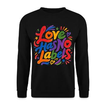 Love Has No Labels für Pride Fans Tshirt Aufkleber - Unisex Pullover - Schwarz - Vorne - Alina (178cm) & Michal (187cm)