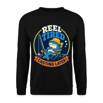 Reel Tired – Fishing Later - Unisex Sweatshirt - black - Front - Alina (178cm) & Michal (187cm)