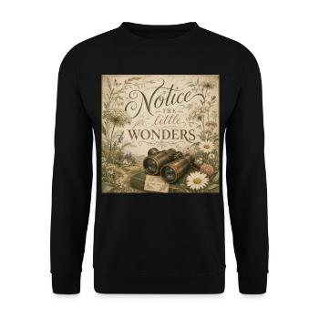 Wildflower Binoculars Retro Mural Nostalgia Decoration - Unisex Sweatshirt - black - Front - Alina (178cm) & Michal (187cm)