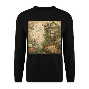 Grow Gently Vintage Poster Greenhouse Decoration Flowers - Unisex Sweatshirt - black - Front - Alina (178cm) & Michal (187cm)