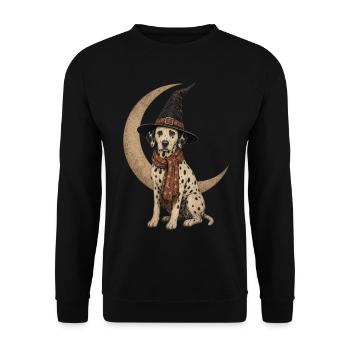 Dalmatian Witch Crescent Moon T-Shirt Halloween - Unisex Sweatshirt - black - Front - Alina (178cm) & Michal (187cm)
