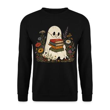 Adorables livres de fantômes T-shirt fleurs sauvages - Sweat-shirt Unisexe - noir - Devant - Alina (178cm) & Michal (187cm)
