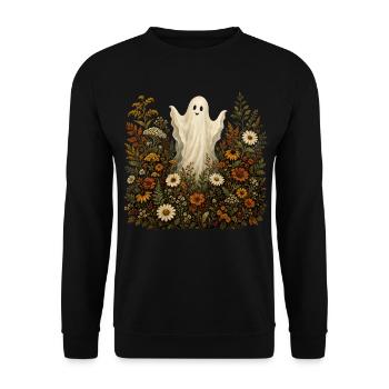 Sweet Ghost Halloween Flowers Autumn Motif - Unisex Sweatshirt - black - Front - Alina (178cm) & Michal (187cm)