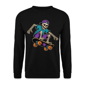 Skeleton Skater Halloween Vintage T-Shirt Motif - Unisex Sweatshirt - black - Front - Alina (178cm) & Michal (187cm)