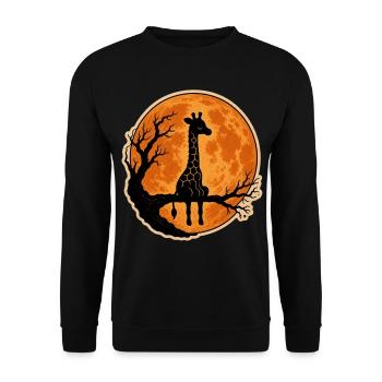 Giraffe with Full Moon Classic Halloween T-Shirt - Unisex Sweatshirt - black - Front - Alina (178cm) & Michal (187cm)