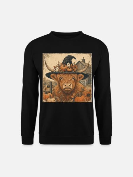 Schottisches Rind Halloween Hoodie Vintage Cow - Unisex Pullover - Schwarz