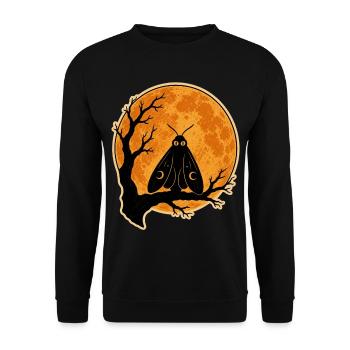 Mothman Moth Full Moon T-Shirt Halloween Vintage - Unisex Sweatshirt - black - Front - Alina (178cm) & Michal (187cm)