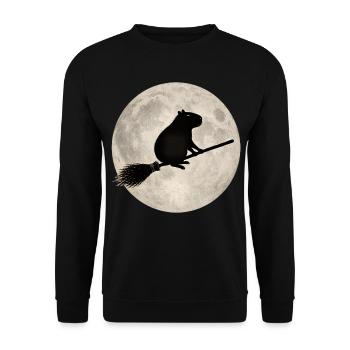 Mondschein Hamster auf dem Besen - Unisex Pullover - Schwarz - Vorne - Alina (178cm) & Michal (187cm)