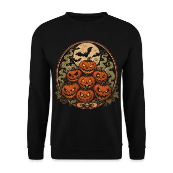 Spooky Halloween pumpkins with bats - Unisex Sweatshirt - black - Front - Alina (178cm) & Michal (187cm)