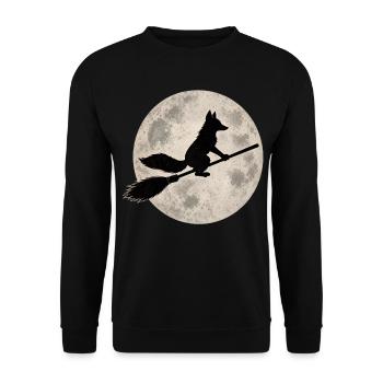 Halloween Fuchs Hexe Vintage Vollmond Motiv - Unisex Pullover - Schwarz - Vorne - Alina (178cm) & Michal (187cm)