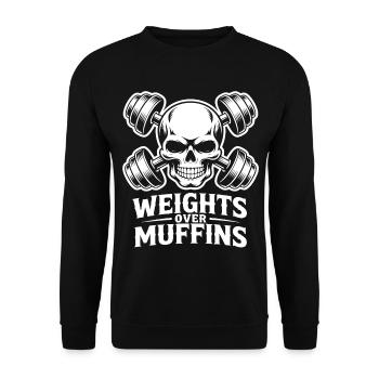 Weights Over Muffins Skull - Unisex Sweatshirt - black - Front - Alina (178cm) & Michal (187cm)
